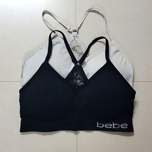 bebe Duo Brallete Black White Lace Back cup inserts size 1x fits like M/L